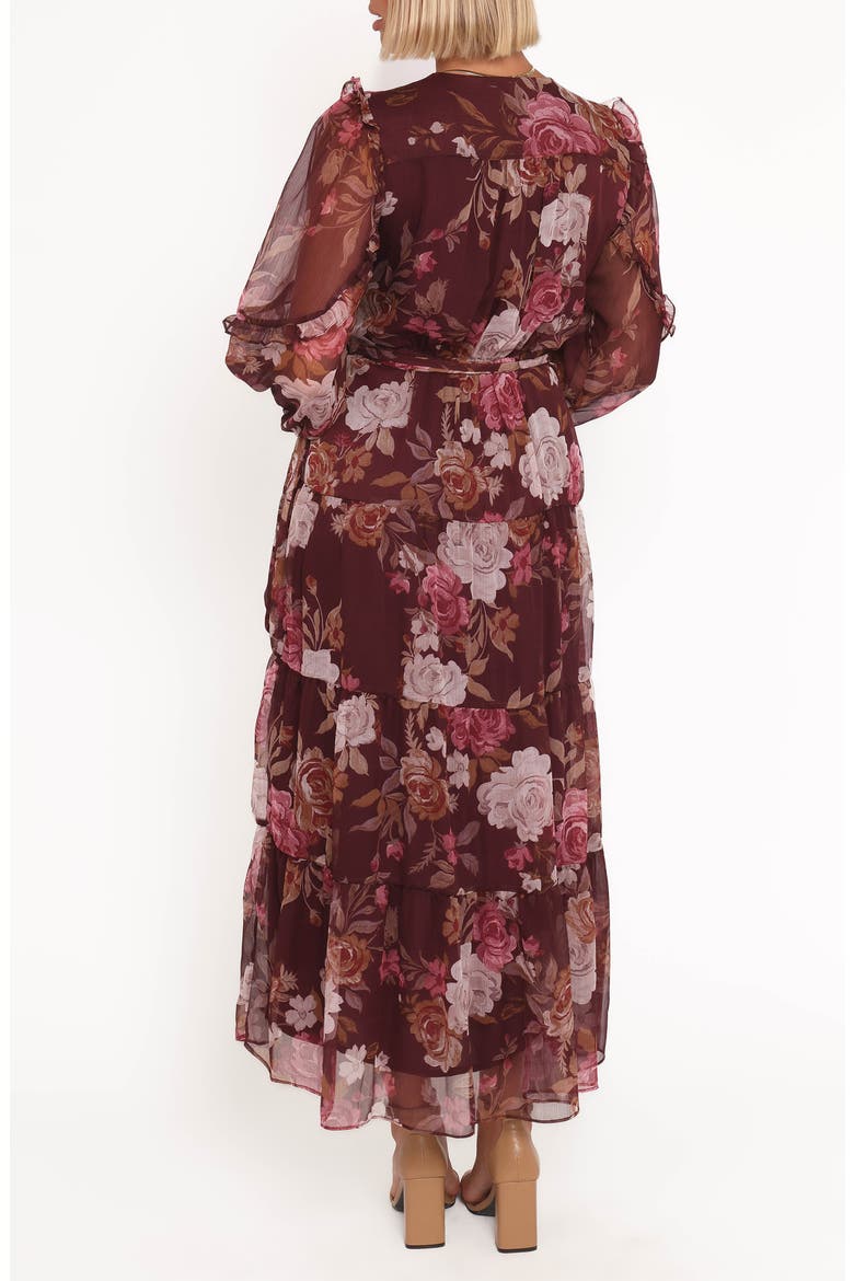 Korina Floral Long Sleeve Wrap Dress, Alternate, color, BURGUNDY BRANDY BLOOM