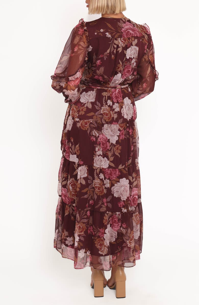 Petal & Pup Korina Floral Long Sleeve Wrap Dress, Alternate, color, Burgundy Brandy Bloom