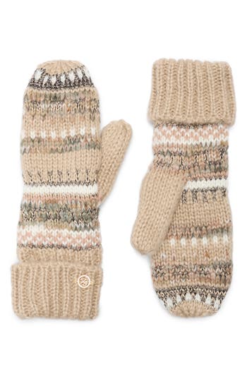 Ted Baker London Fair Isle Knit Mittens In Brown