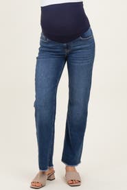 PinkBlush Fringe Hem Wide Leg Maternity Jeans