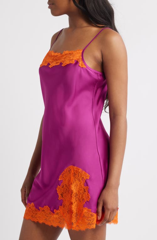 Open Edit Lace Trim Satin Chemise