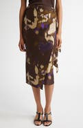 Max Mara Dritto Floral Shantung Silk Wrap Skirt