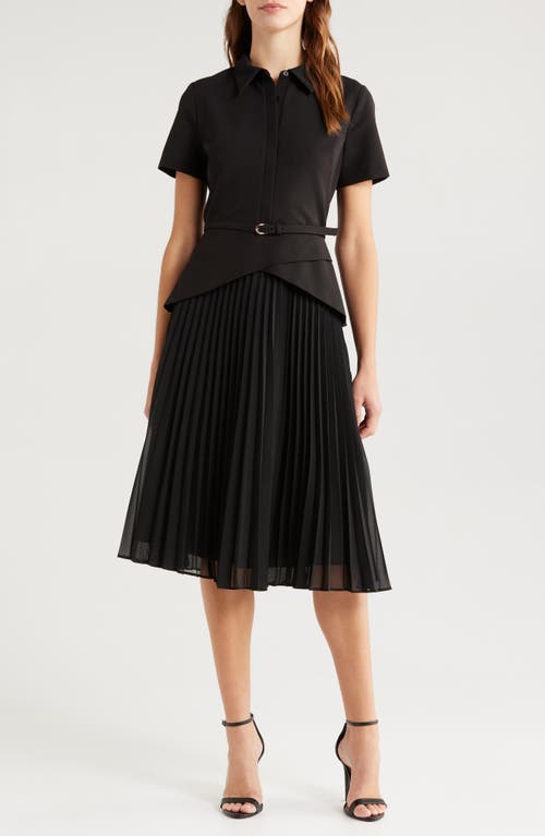 Julia Jordan Mixed Media Midi Dress In Black