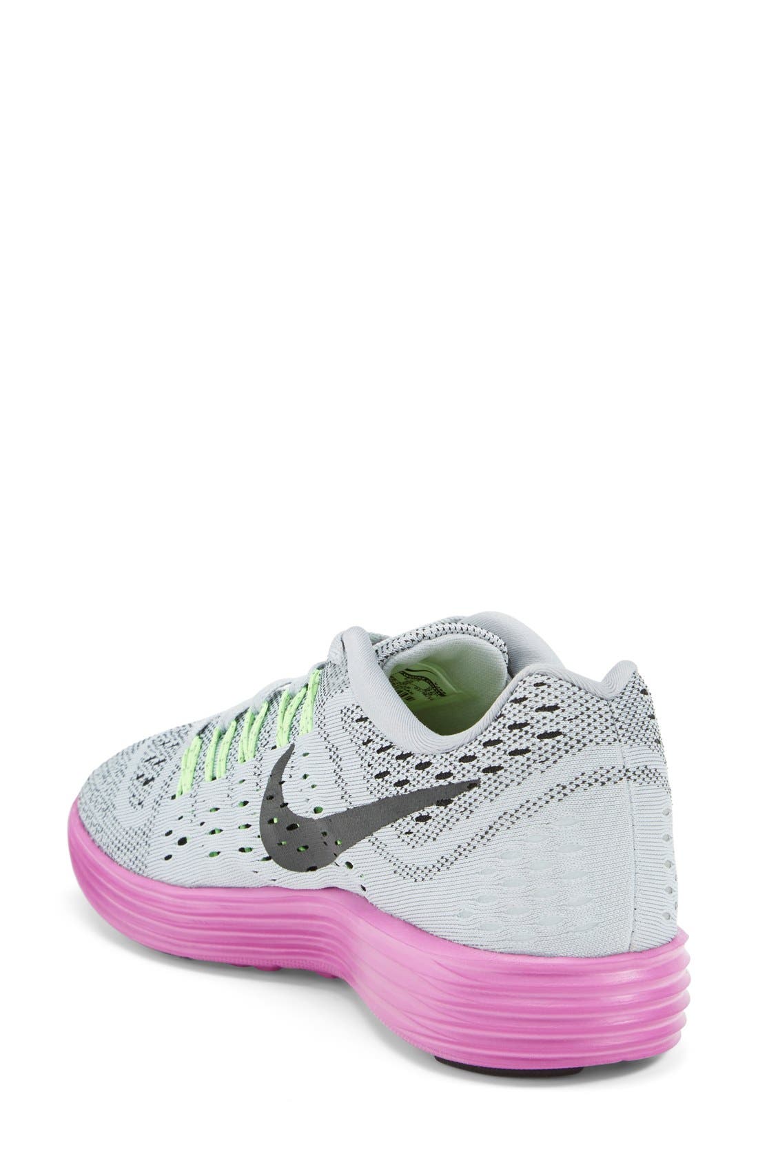 'LunarTempo' Running Shoe, Alternate, color, GREY/ FUCHSIA/ LIME