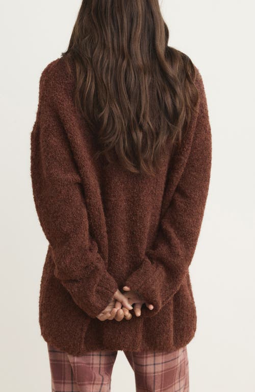 Mango Bouclé Turtleneck Sweater In Brown