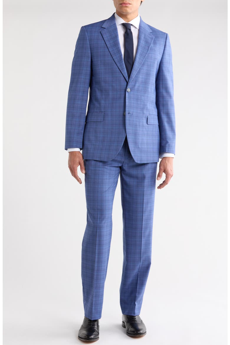 Blue Plaid Notch Lapel Suit, Main, color, BLUE PLAID