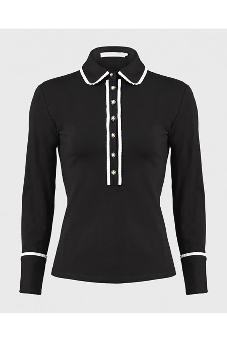 Women's Shirt  Faustine Black Designer Long Sleeve Shirt In Cotton Poplin With Pointed Collar, Alternate, color, Black