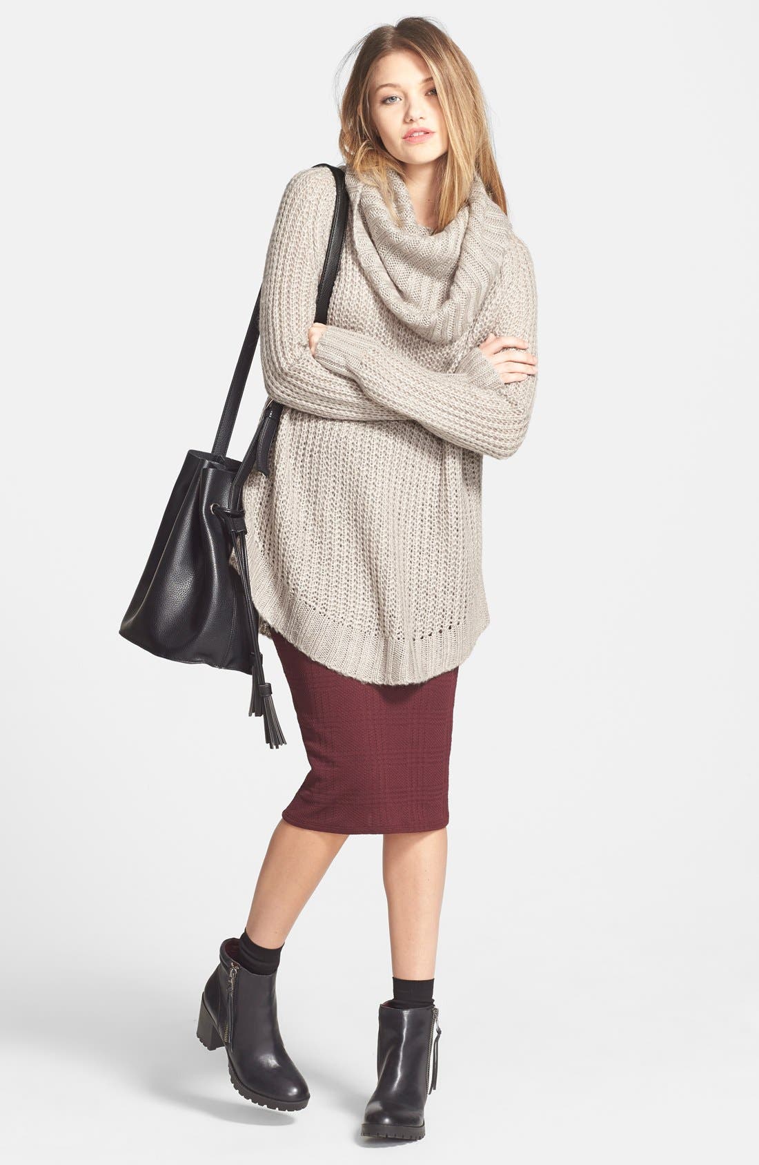 Street Level Faux Leather Bucket Bag, Alternate, color, 