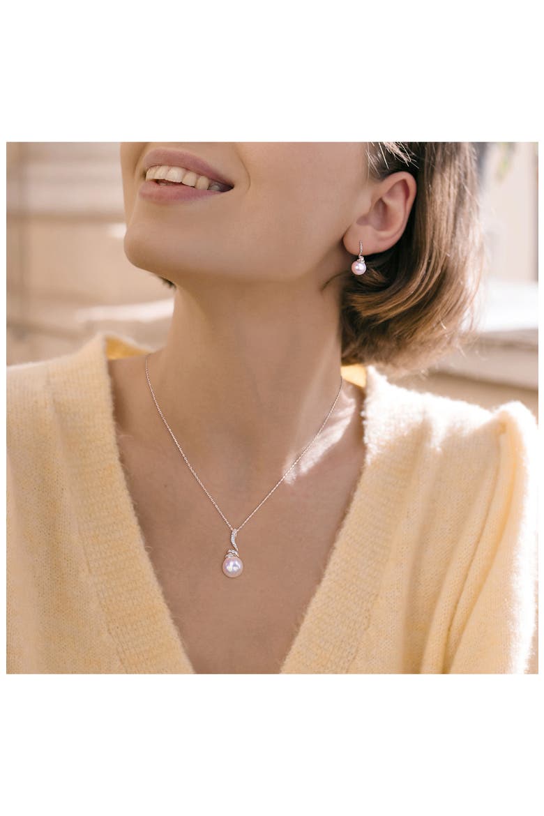 Cultured Freshwater Pearl & Diamond Necklace & Drop Earrings Set - 0.10ct., Alternate, color, WHITE
