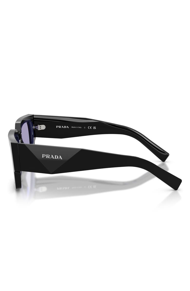 Prada 54mm Rectangular Sunglasses, Alternate, color, Black/ Purple / Violet