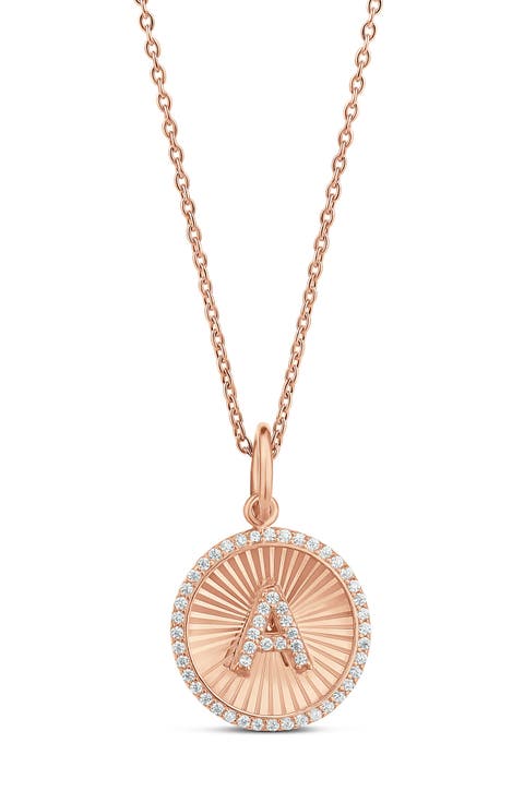Fluted Round Initial Charm Necklace