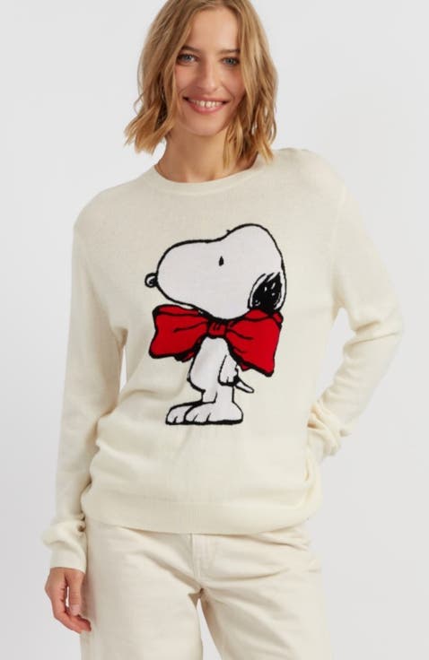 Wool-Cashmere Bow Tie Snoopy Sweater