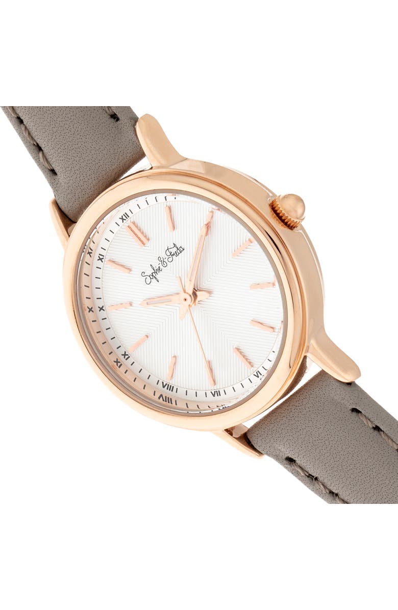 Sophie and Freda Sophie & Freda Berlin Leather-Band Watch, Alternate, color, Grey