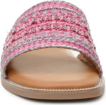 Rhinestone Woven Slide Sandal