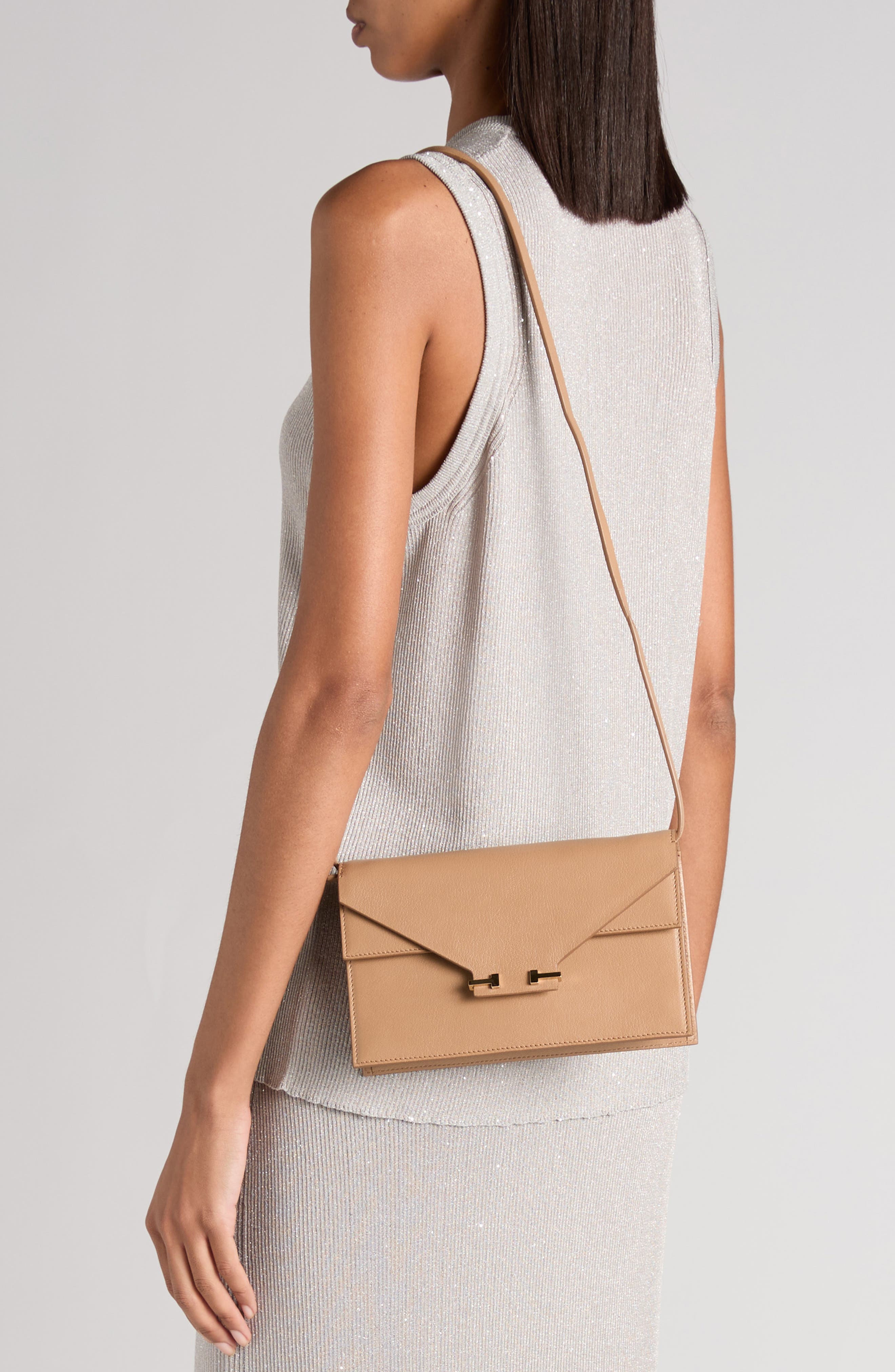 Mini Double T Leather Shoulder Bag, Alternate, color, RHUM