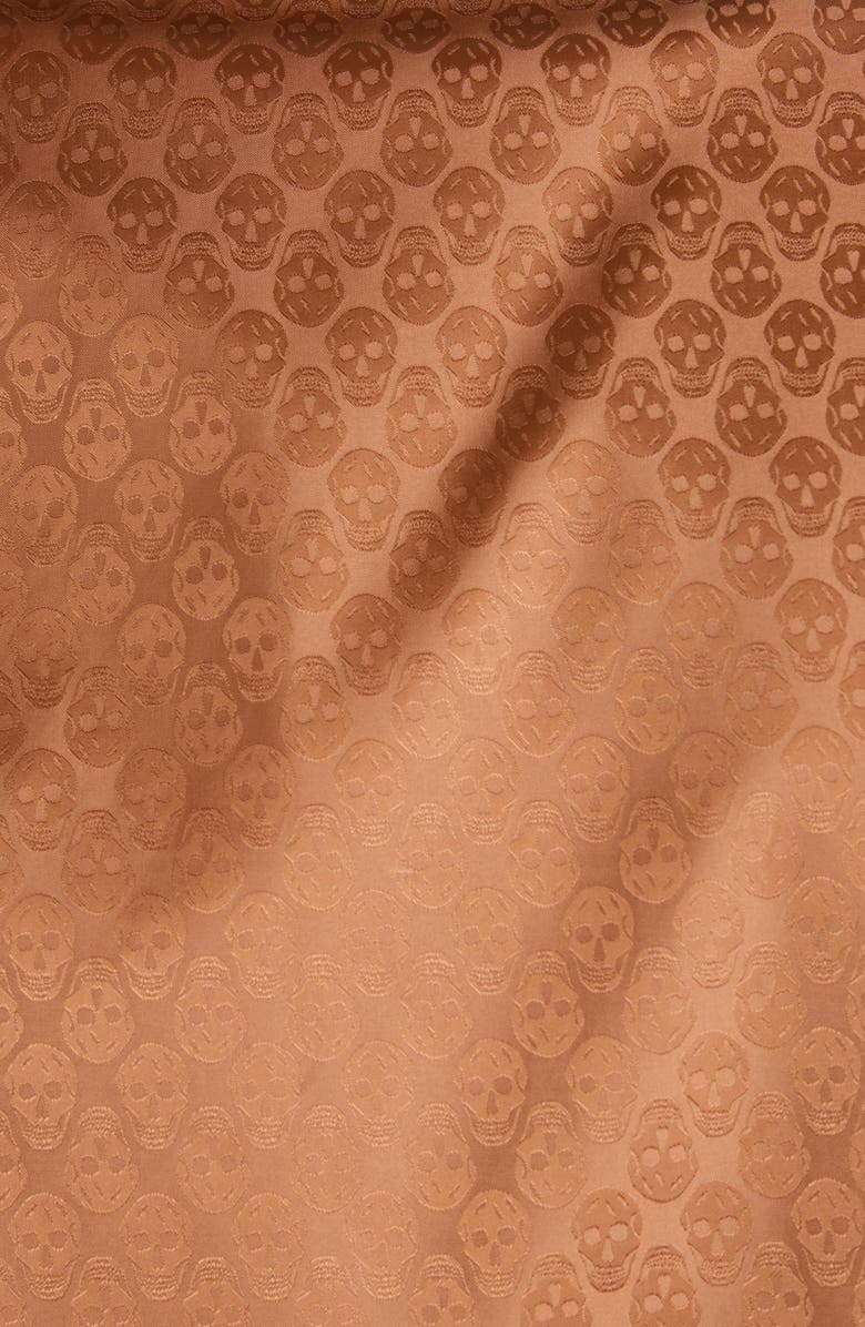 McQueen Skull Jacquard Satin Track Jacket, Alternate, color, Camel