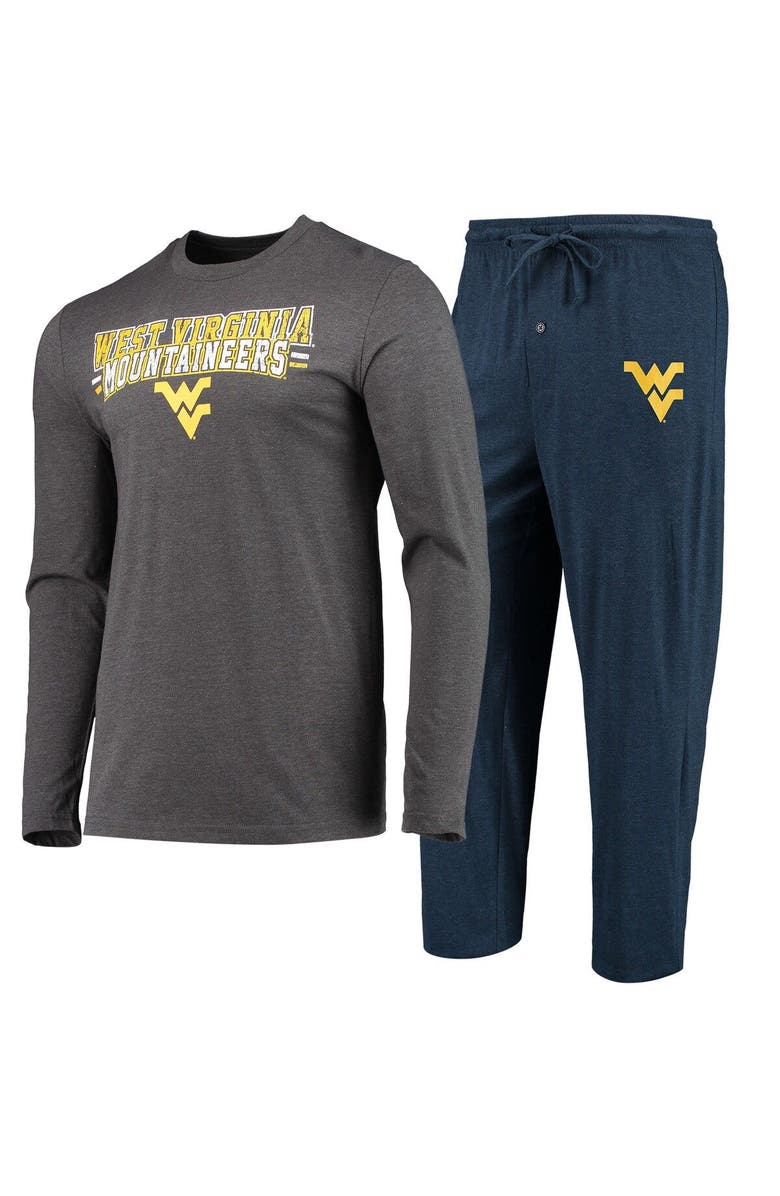 CONCEPTS SPORT Men's Concepts Sport Navy/Heathered Charcoal West Virginia Mountaineers Meter Long Sleeve T-Shirt & Pants Sleep Set, Main, color, Navy