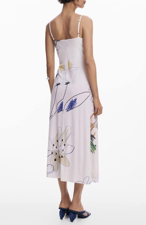 Desigual Mixed Media Long Sleeve Midi Dress In Multi