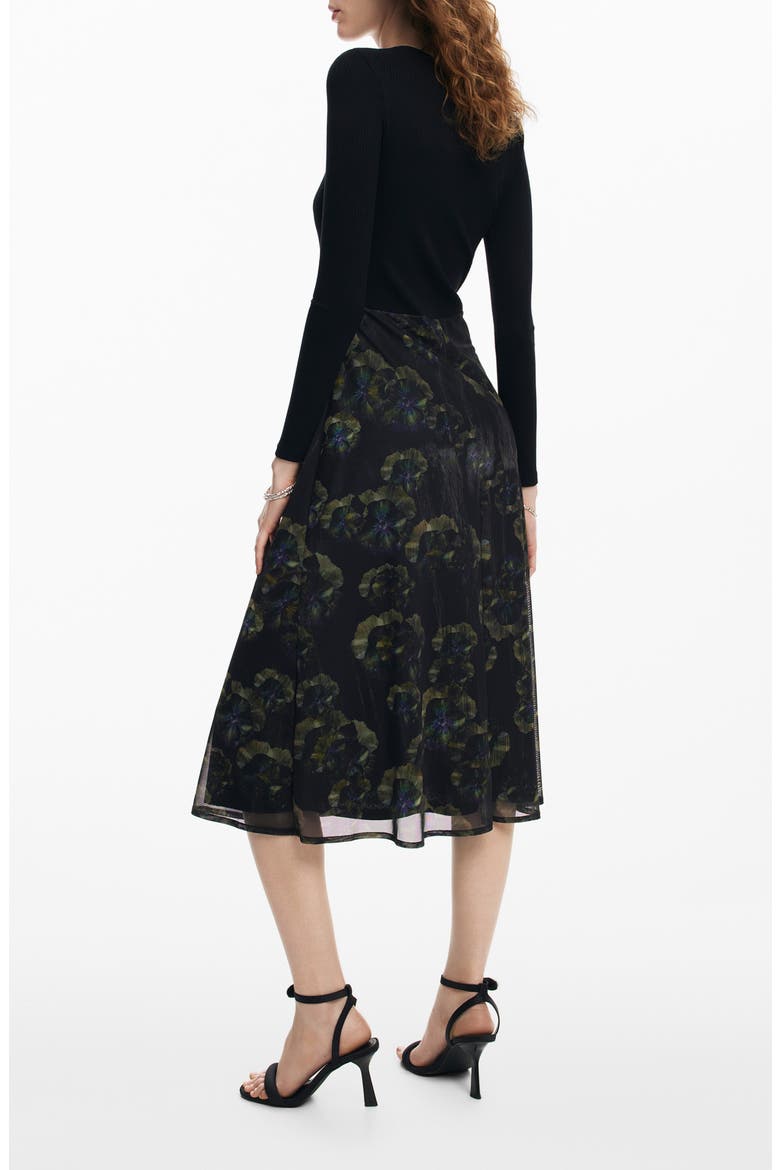 Pensee Mixed Media Long Sleeve Dress, Alternate, color, BLACK