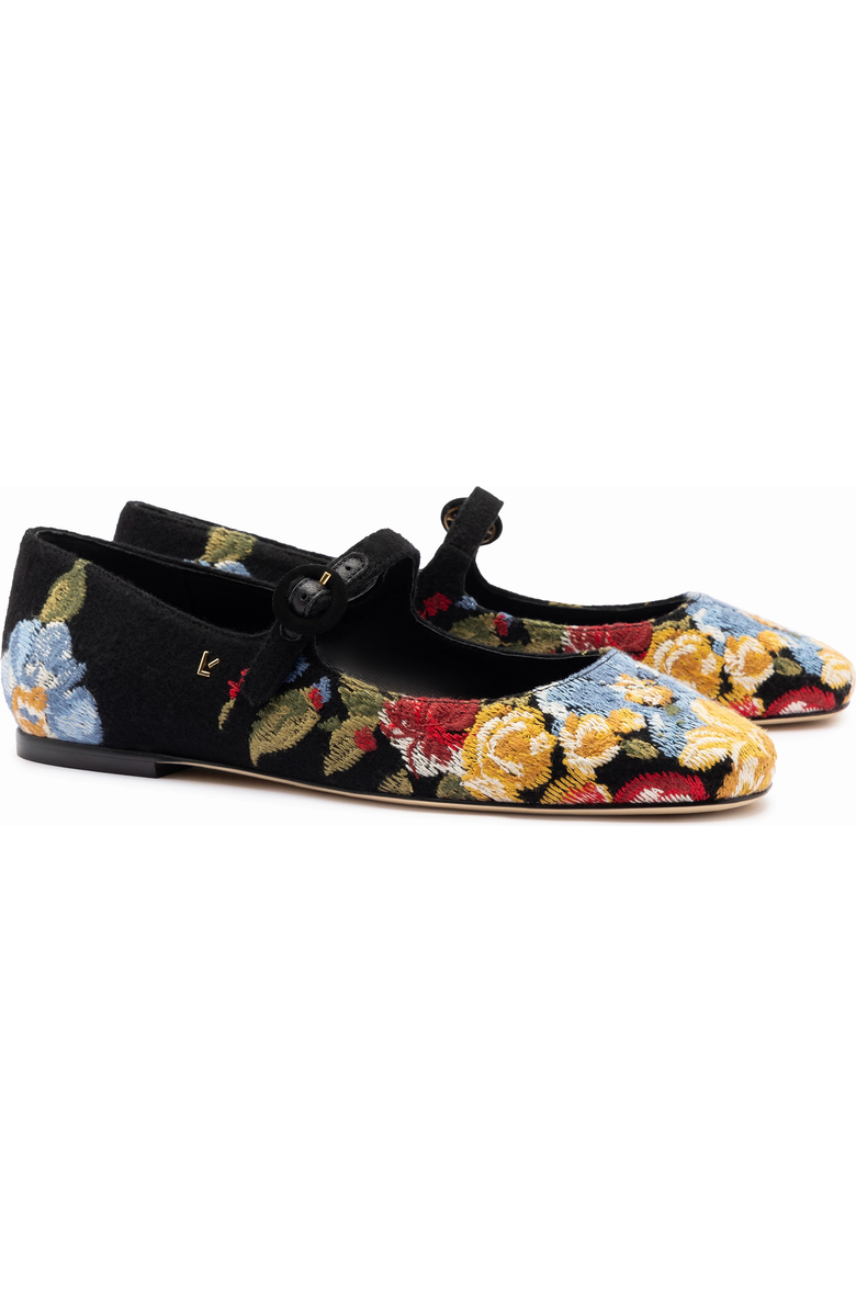 Larroudé x Markarian Flat In Floral Wool and Embroidery, Alternate, color,