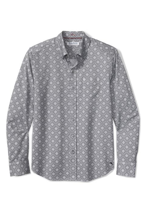 San Lucio Mira Mosaic IslandZone® Cotton Blend Button-Up Shirt (Big & Tall)