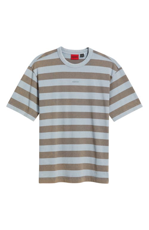 Shop Hugo Boss Hugo Dockoe Stripe Cotton T-shirt In Open Blue