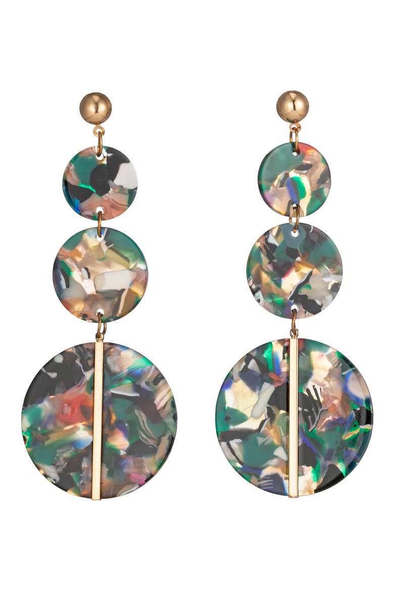 Sofia Tier Drop Earrings, Main, color, GREEN