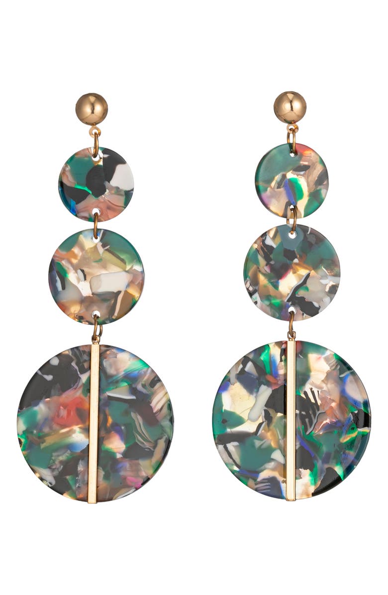 EYE CANDY LOS ANGELES Sofia Tier Drop Earrings, Main, color, Green