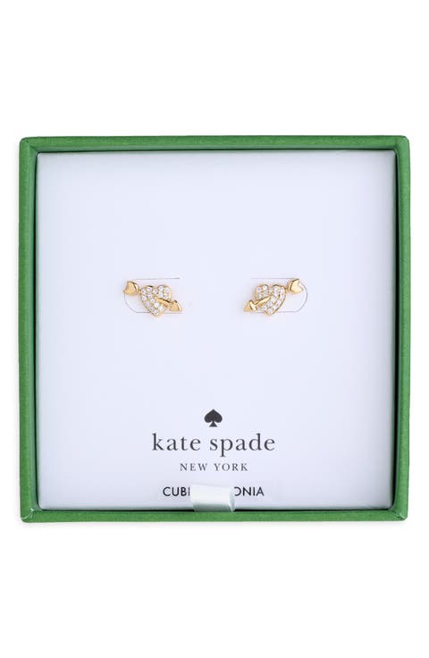 Pavé Arrow Heart Stud Earrings