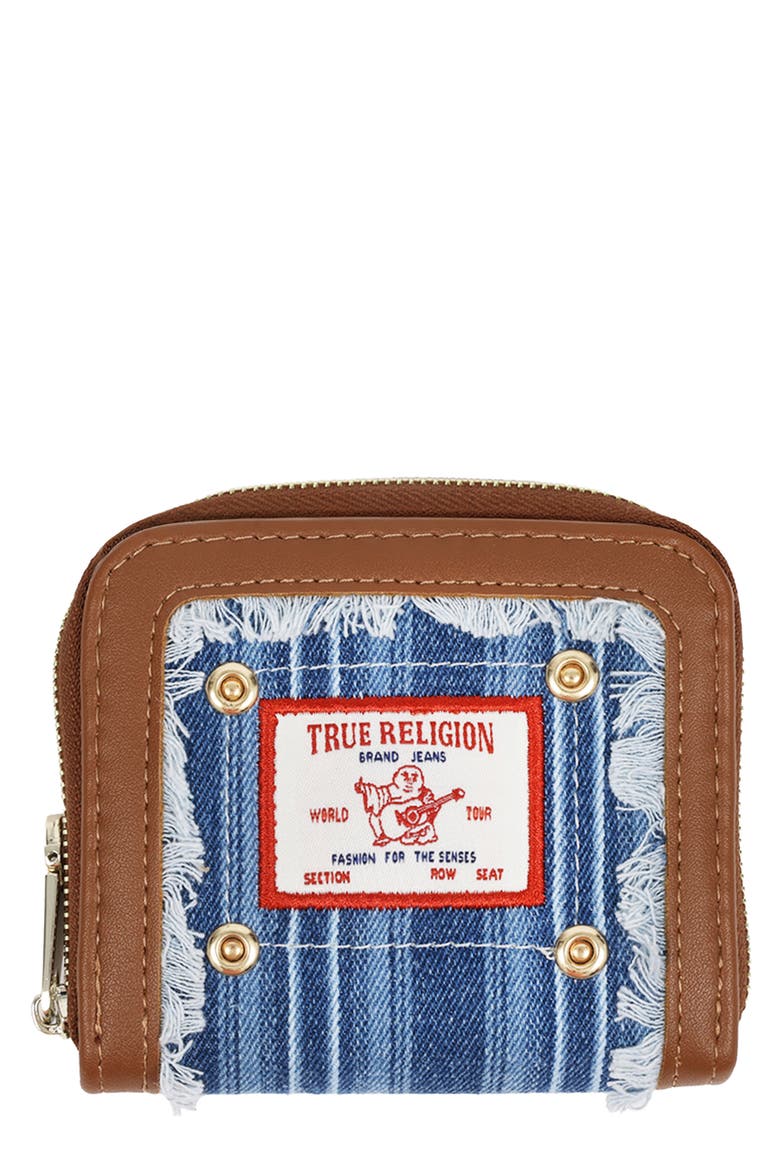 Small Frayed Thin Stripe Wallet, Main, color, COGNAC