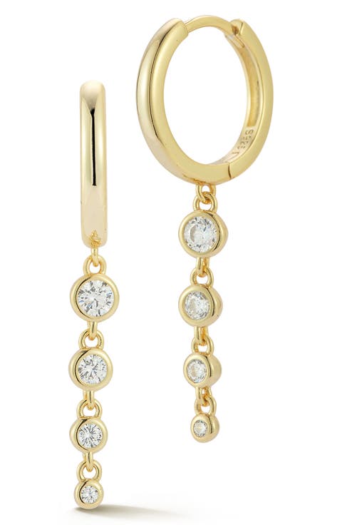 Cubic Zirconia Drop Huggie Hoop Earrings