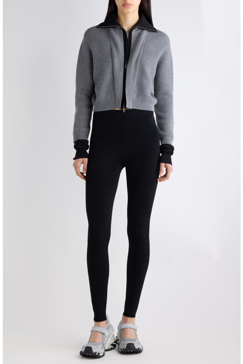 Hybrid Wool Blend Zip Up Cardigan, Main, color, 1060 BLACK/ GREY