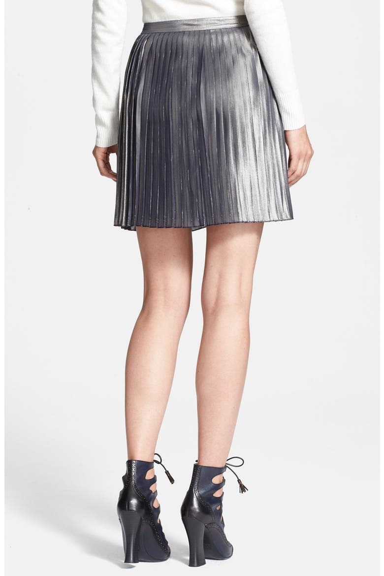 'Audra' Metallic Pleated Skirt, Alternate, color, GOLD/ SILVER