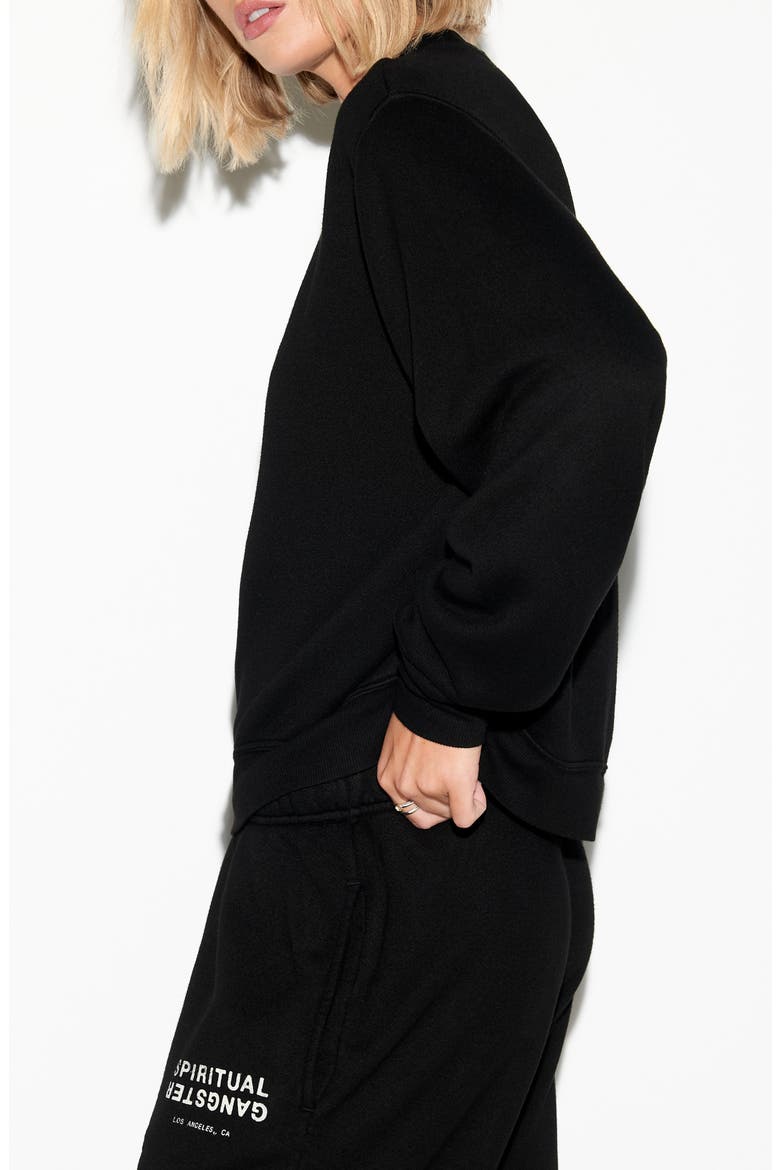 Logo Cotton & Linen Graphic Sweatshirt, Alternate, color, BLACK
