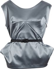 Vaquera Satin Belted Peplum Top