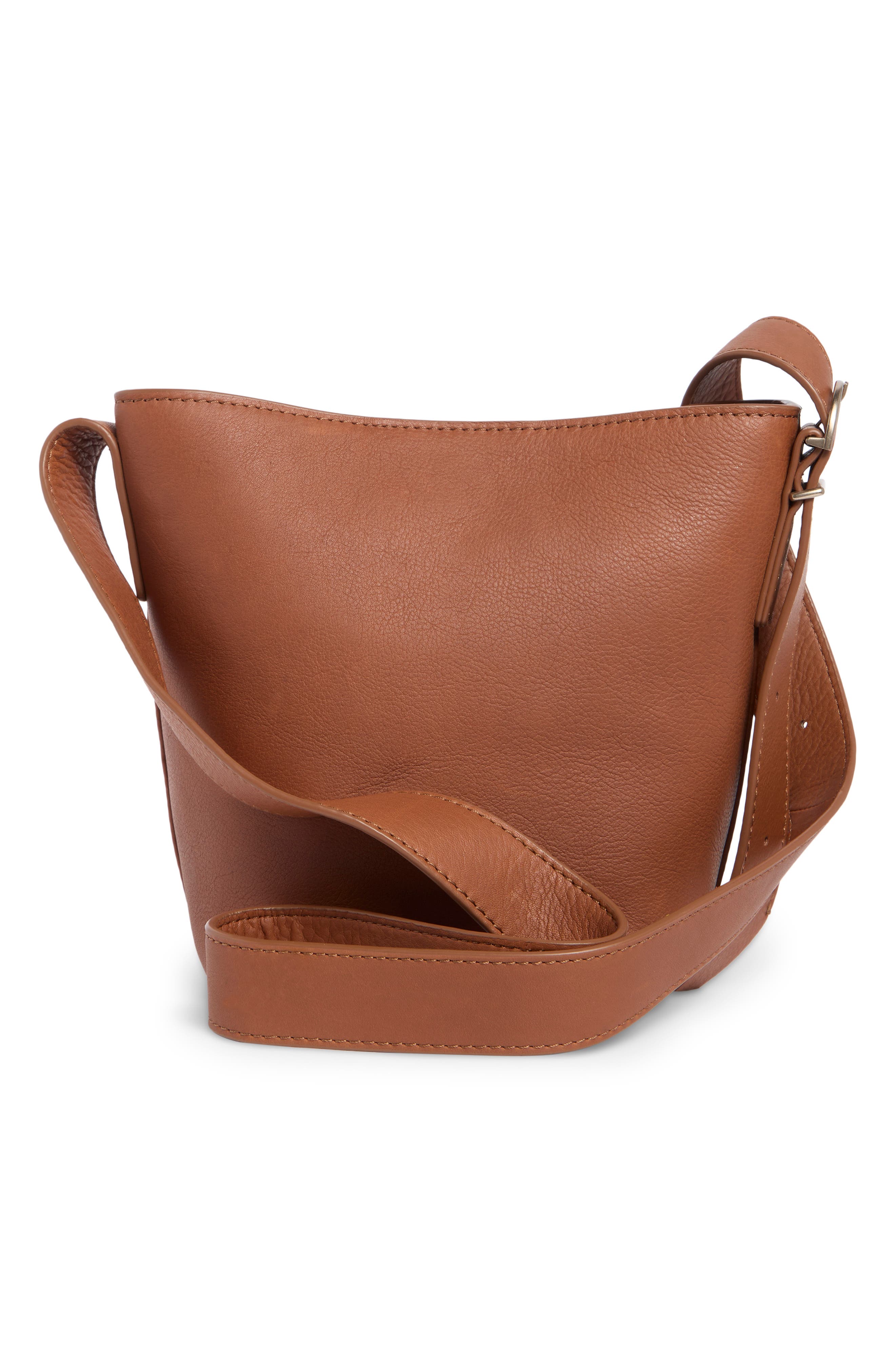 Jayden Leather Bucket Crossbody Bag, Alternate, color, CHESTNUT