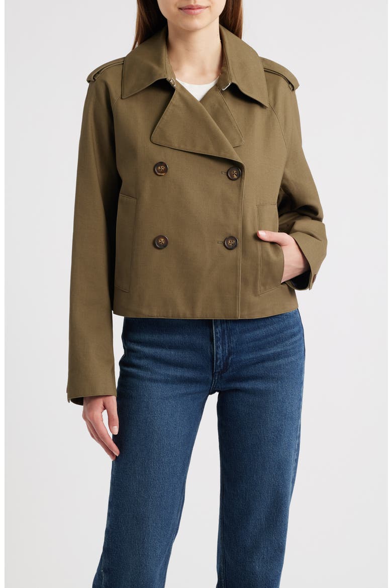 Betty Crop Trench Coat, Alternate, color, ARMY