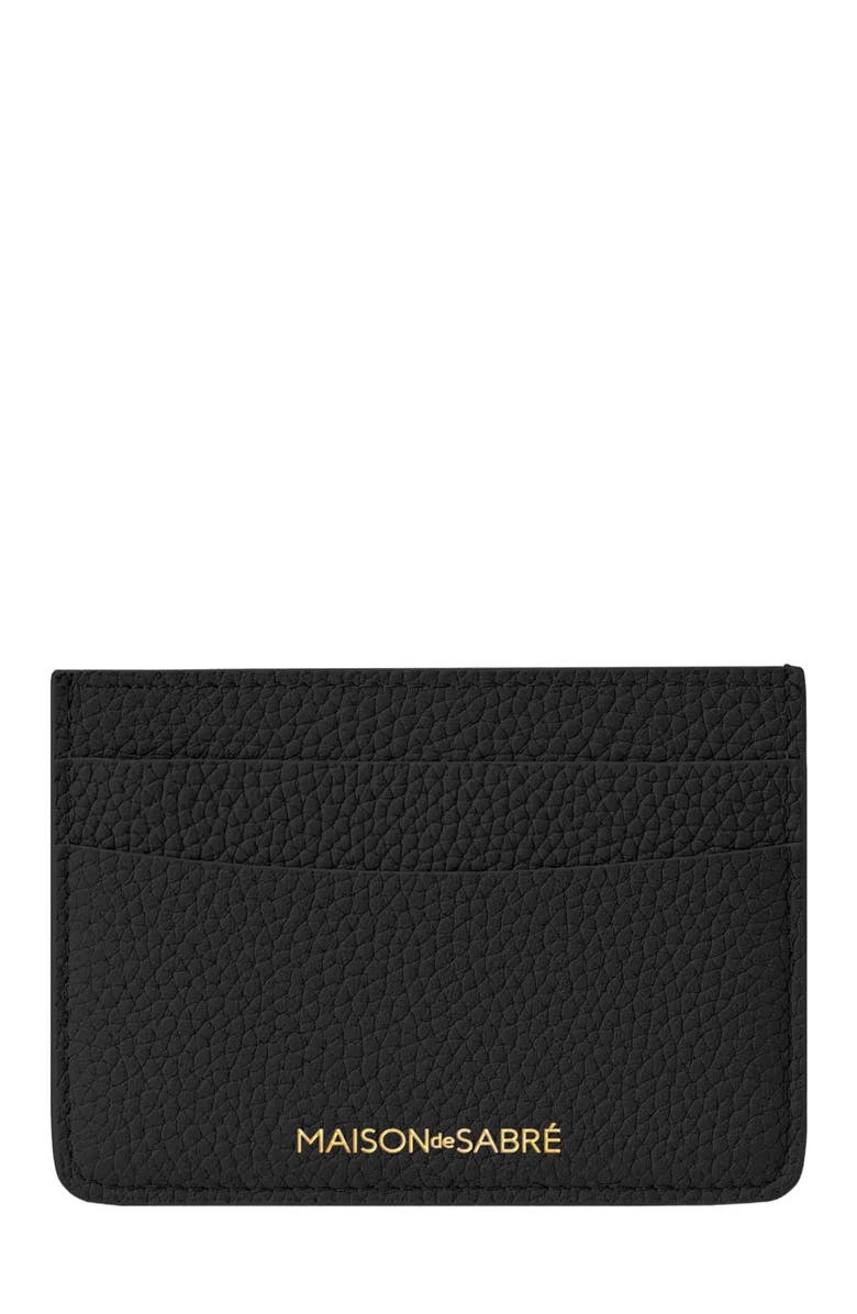 MAISON de SABRÉ Leather Card Holder, Main, color, Black Caviar