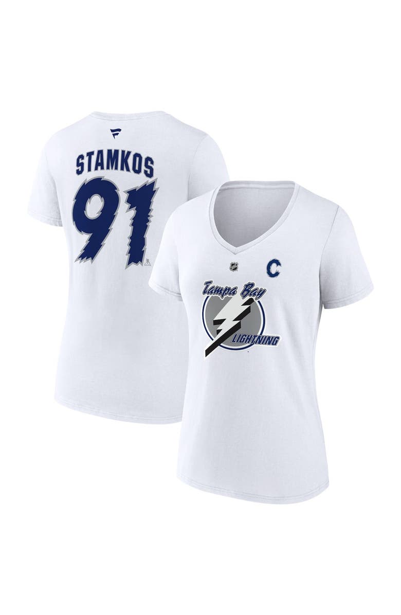FANATICS Women's Fanatics Branded Steven Stamkos White Tampa Bay Lightning Special Edition 2.0 Name & Number V-Neck T-Shirt, Main, color, 