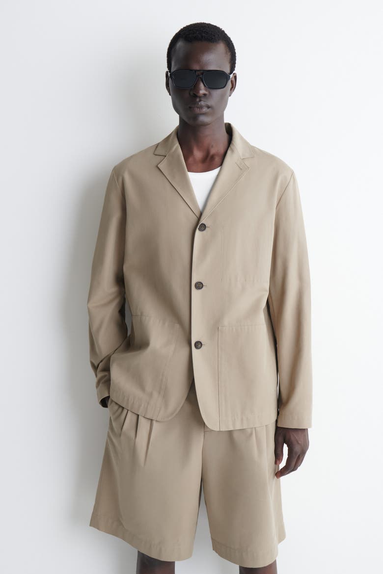 Unstructured Cotton-Blend Blazer, Alternate, color, BEIGE