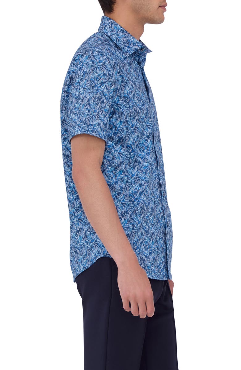 Bugatchi Myron OoohCotton<sup>®</sup> Bird of Paradise Print Short Sleeve Button-Up Shirt, Alternate, color,