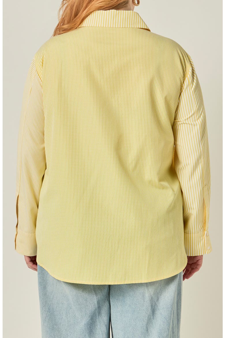 Striped Long Sleeve Button Up Shirt, Alternate, color, YELLOW