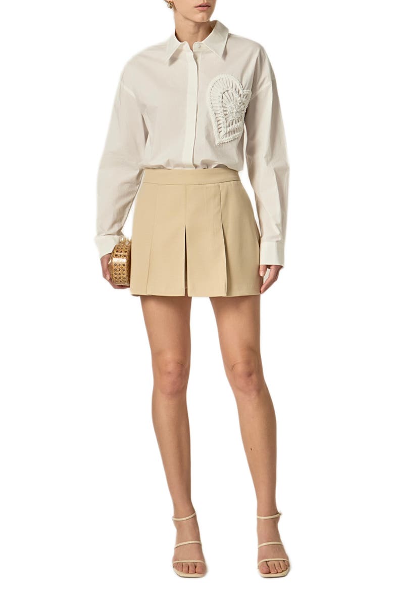 Faux Pearl Embellished Heart Button-Up Shirt, Alternate, color, WHITE