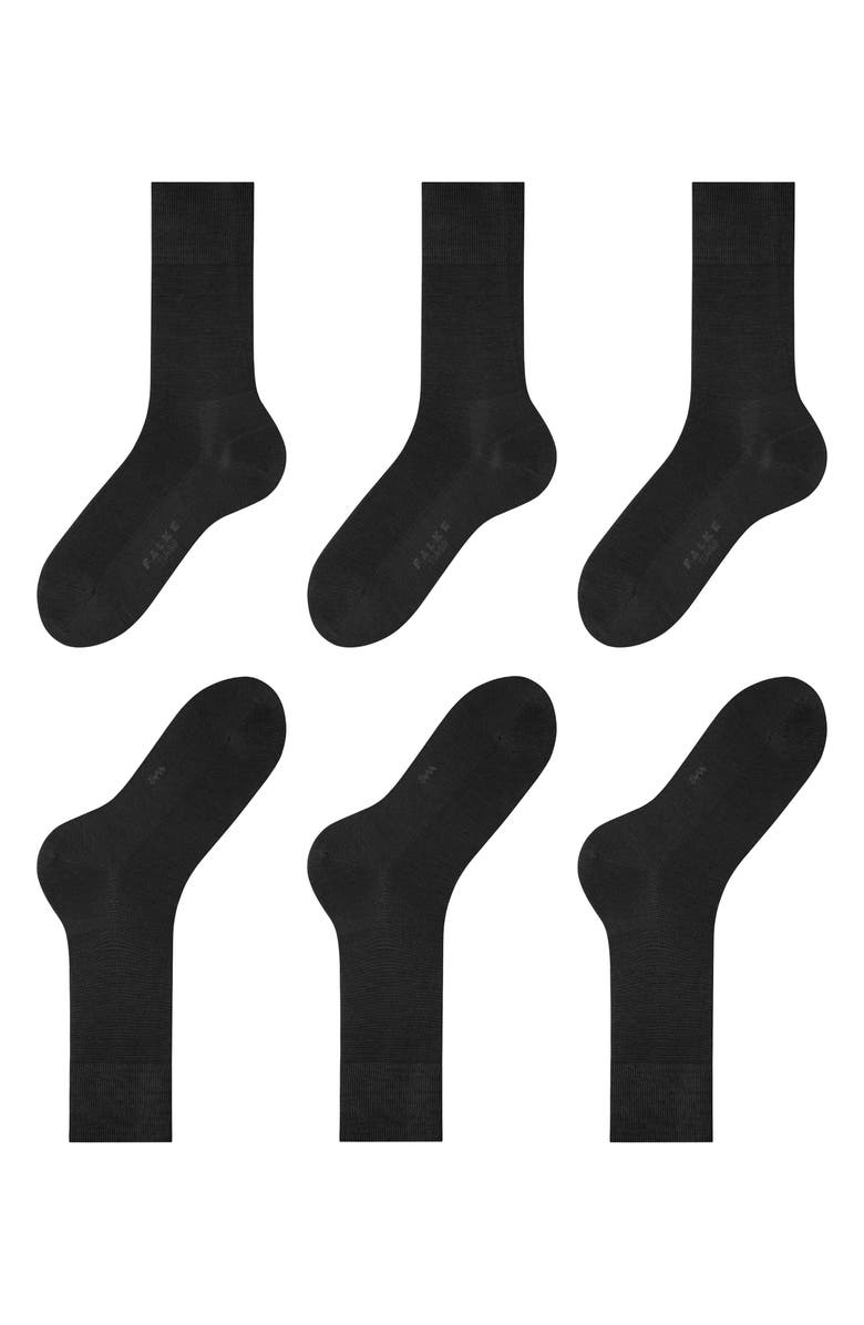 Falke Tiago 3-Pack Dress Socks, Alternate, color, Black