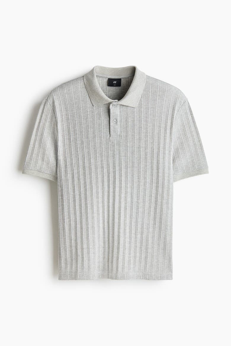 Slim Fit Textured Jersey Polo Shirt, Alternate, color, Light gray melange