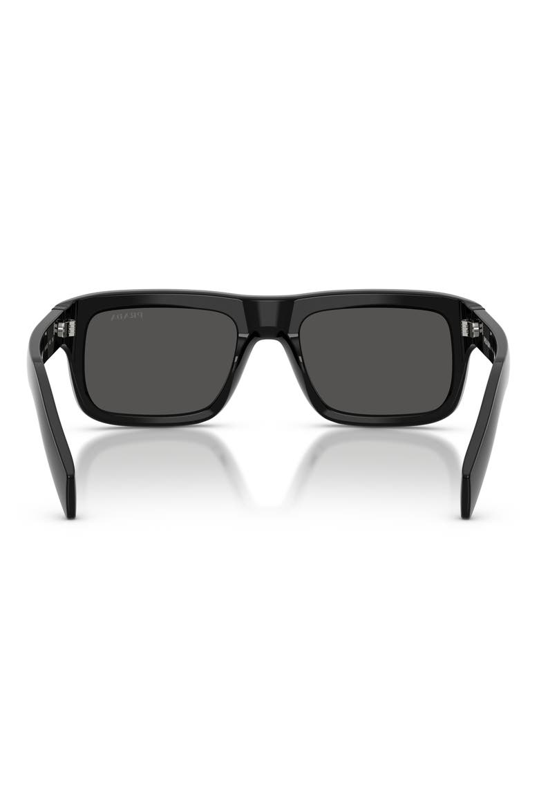 56mm Rectangular Sunglasses, Alternate, color, BLACK / DARK GREY