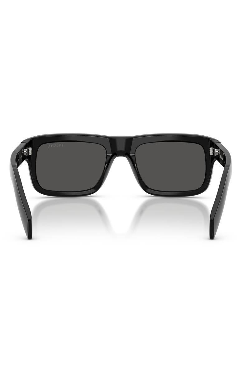 Prada 56mm Rectangular Sunglasses, Alternate, color, Black / Dark Grey