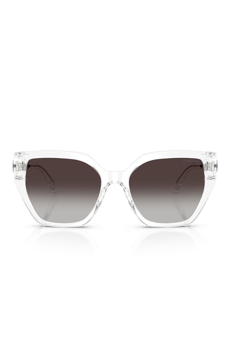 56mm Gradient Irregular Sunglasses, Main, color, TRANSPARENT / GRADIENT GREY
