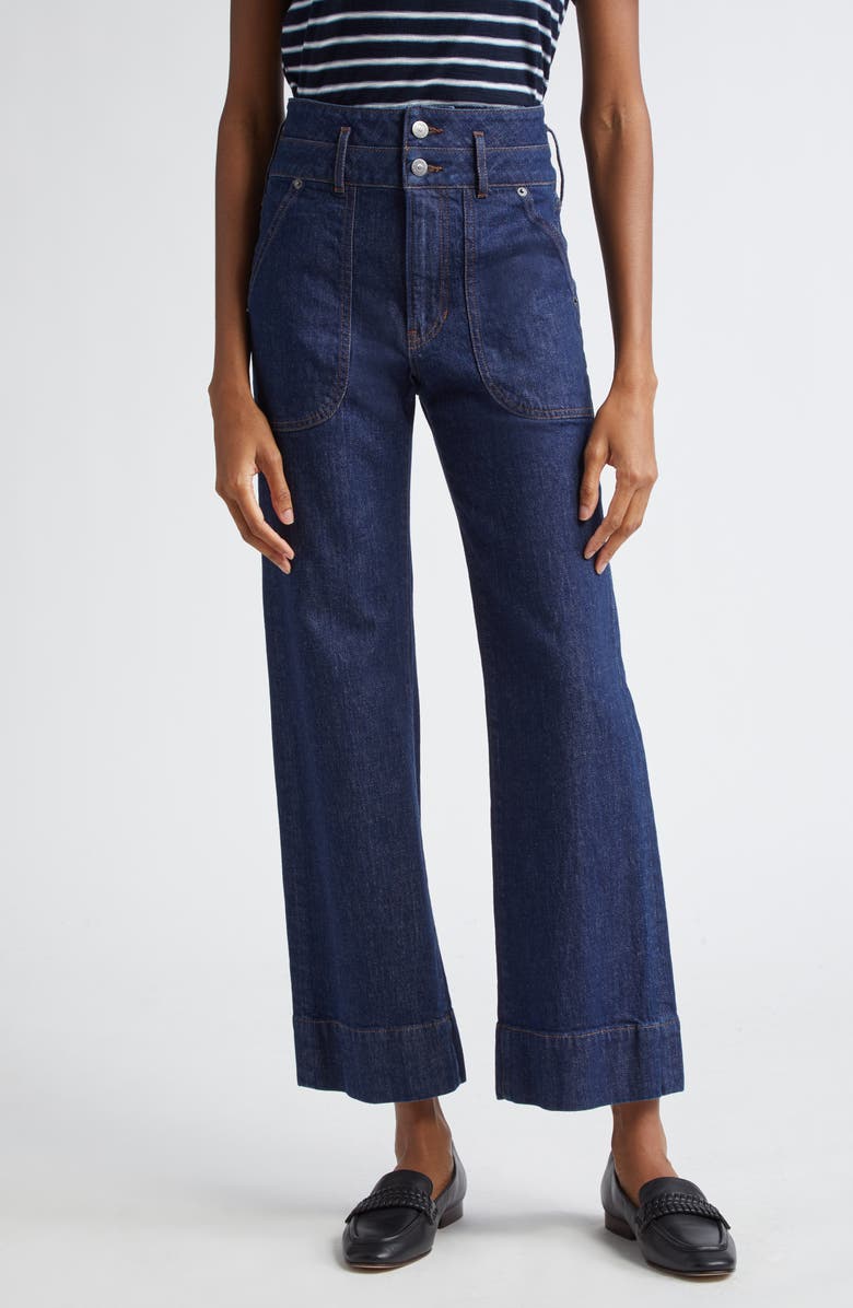Veronica Beard Hilde Crop Wide Leg Jeans, Main, color, Indigo