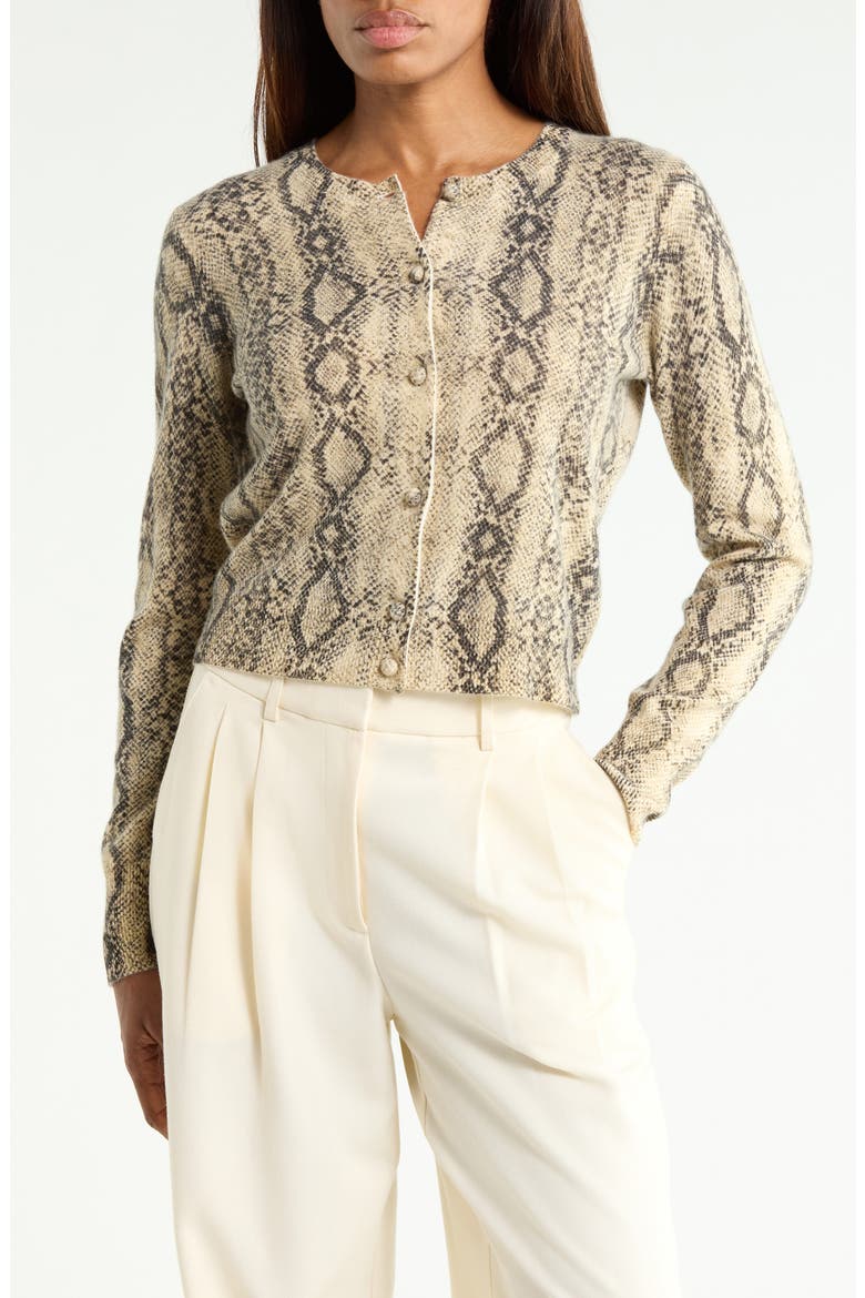 The Cashmere Snake Print Cardigan, Main, color, CAMEL MULT